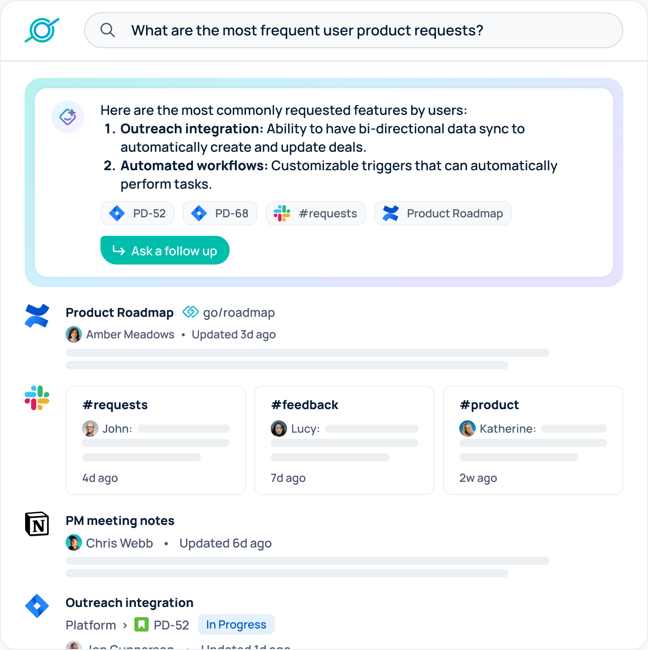 GoSearch web platform search results page