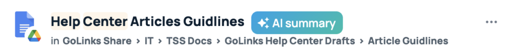 AI summary for search results