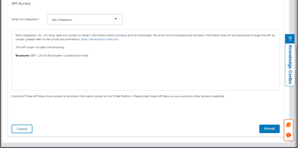 trinet api access